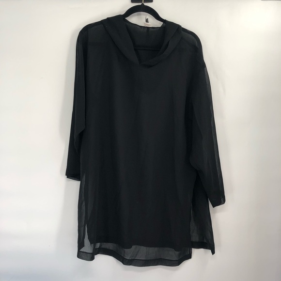 CALVIN KLEIN Swim Coverup Black Sheer Mesh Flowy Tunic Dress Cover Up S Small - Picture 2 of 6